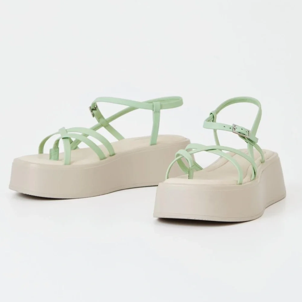 Platform Strappy Sandals in Mint Green
